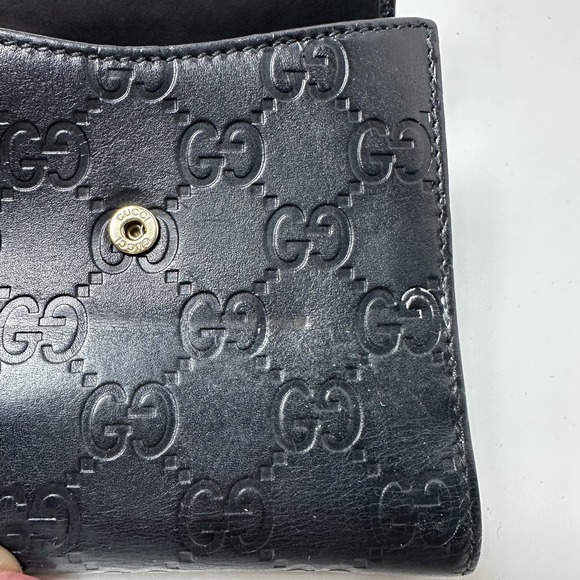 GUCCI Made In Italy Unisex Black Metallic Guccissima Compact Wallet - Picture 4 of 15